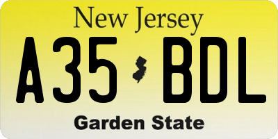 NJ license plate A35BDL