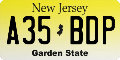 NJ license plate A35BDP
