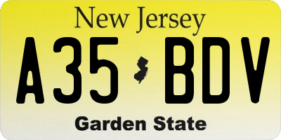NJ license plate A35BDV