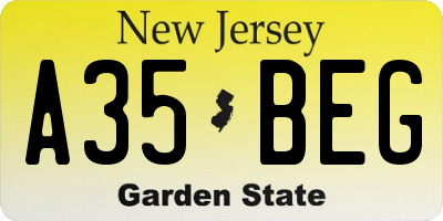 NJ license plate A35BEG