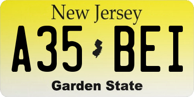 NJ license plate A35BEI