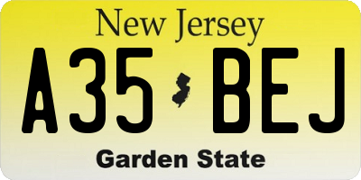 NJ license plate A35BEJ