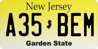 NJ license plate A35BEM