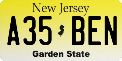NJ license plate A35BEN