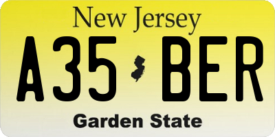 NJ license plate A35BER