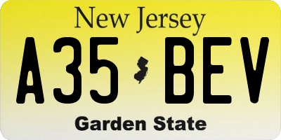 NJ license plate A35BEV