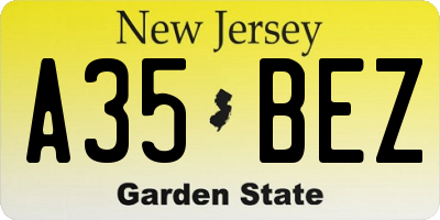NJ license plate A35BEZ