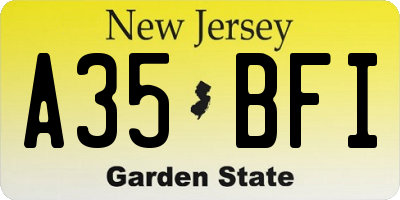 NJ license plate A35BFI
