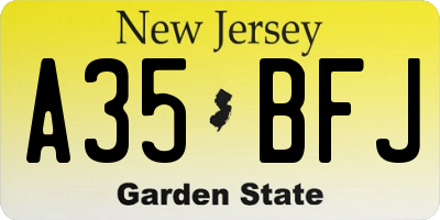 NJ license plate A35BFJ