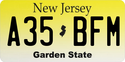 NJ license plate A35BFM