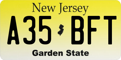 NJ license plate A35BFT