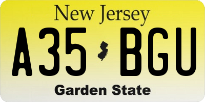 NJ license plate A35BGU