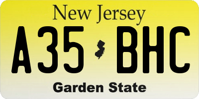NJ license plate A35BHC
