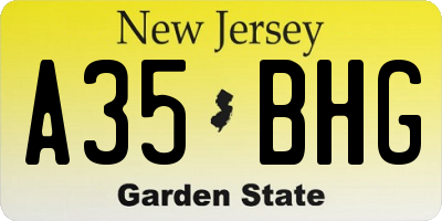 NJ license plate A35BHG