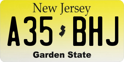 NJ license plate A35BHJ