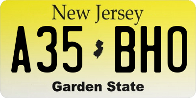NJ license plate A35BHO