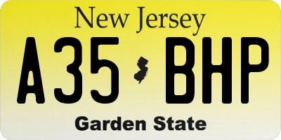NJ license plate A35BHP