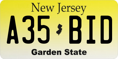 NJ license plate A35BID