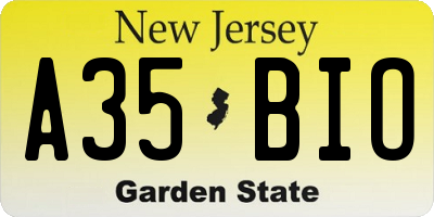 NJ license plate A35BIO