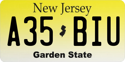NJ license plate A35BIU