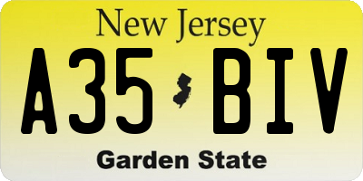 NJ license plate A35BIV