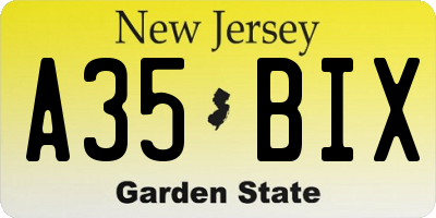 NJ license plate A35BIX