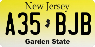 NJ license plate A35BJB