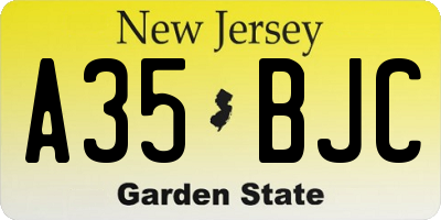 NJ license plate A35BJC