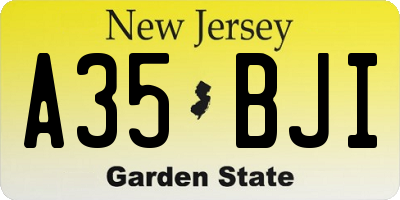 NJ license plate A35BJI