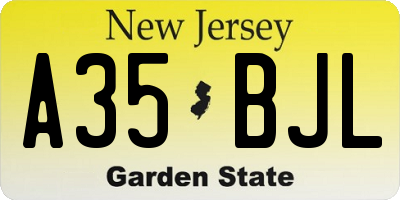 NJ license plate A35BJL
