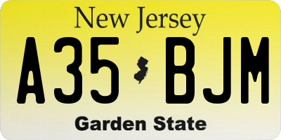NJ license plate A35BJM