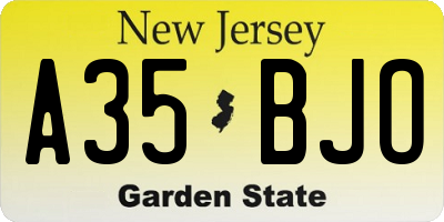 NJ license plate A35BJO
