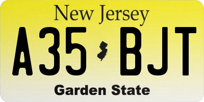 NJ license plate A35BJT