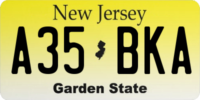 NJ license plate A35BKA