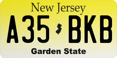 NJ license plate A35BKB