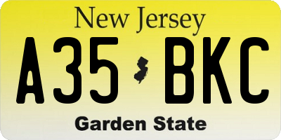 NJ license plate A35BKC