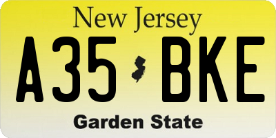 NJ license plate A35BKE