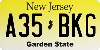 NJ license plate A35BKG