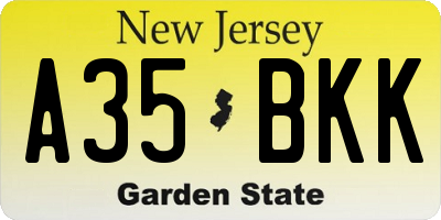NJ license plate A35BKK