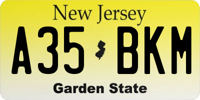 NJ license plate A35BKM