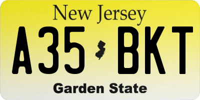 NJ license plate A35BKT