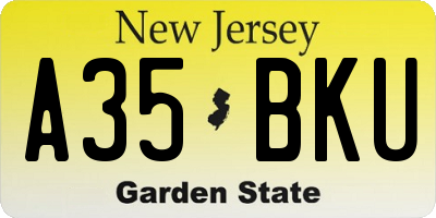 NJ license plate A35BKU