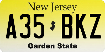 NJ license plate A35BKZ