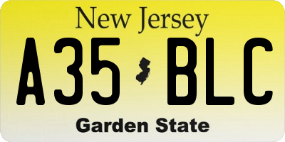NJ license plate A35BLC