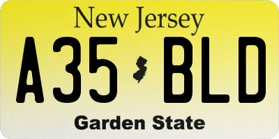 NJ license plate A35BLD