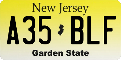 NJ license plate A35BLF