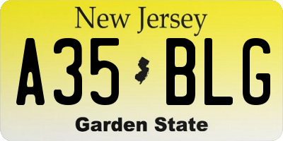 NJ license plate A35BLG