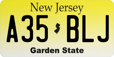 NJ license plate A35BLJ