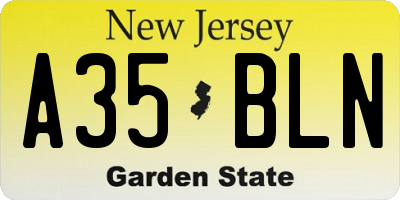 NJ license plate A35BLN