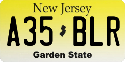 NJ license plate A35BLR